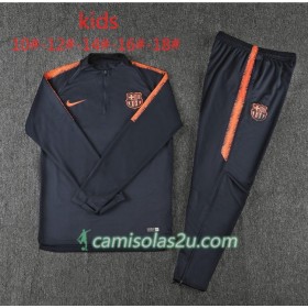 FC Barcelona Criança Sweat de Treino Conjunto Preto Laranja 2018/19